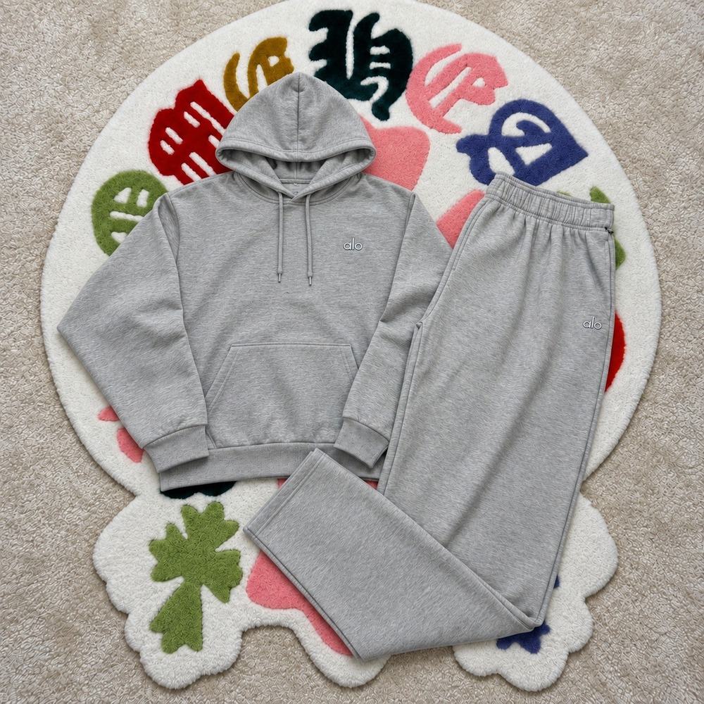 Alo Yoga Accolade Hoodie & Straight Leg Sweatpants Set Grey Small NWT